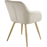 thumbnail of tectake Ensemble de 4 chaises rembourrées aspect velours crème et or - 404902