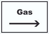 thumbnail of Gas Schild mit Text und Richtungspfeil rechts Anschluss waagerecht A2 (420x594mm)