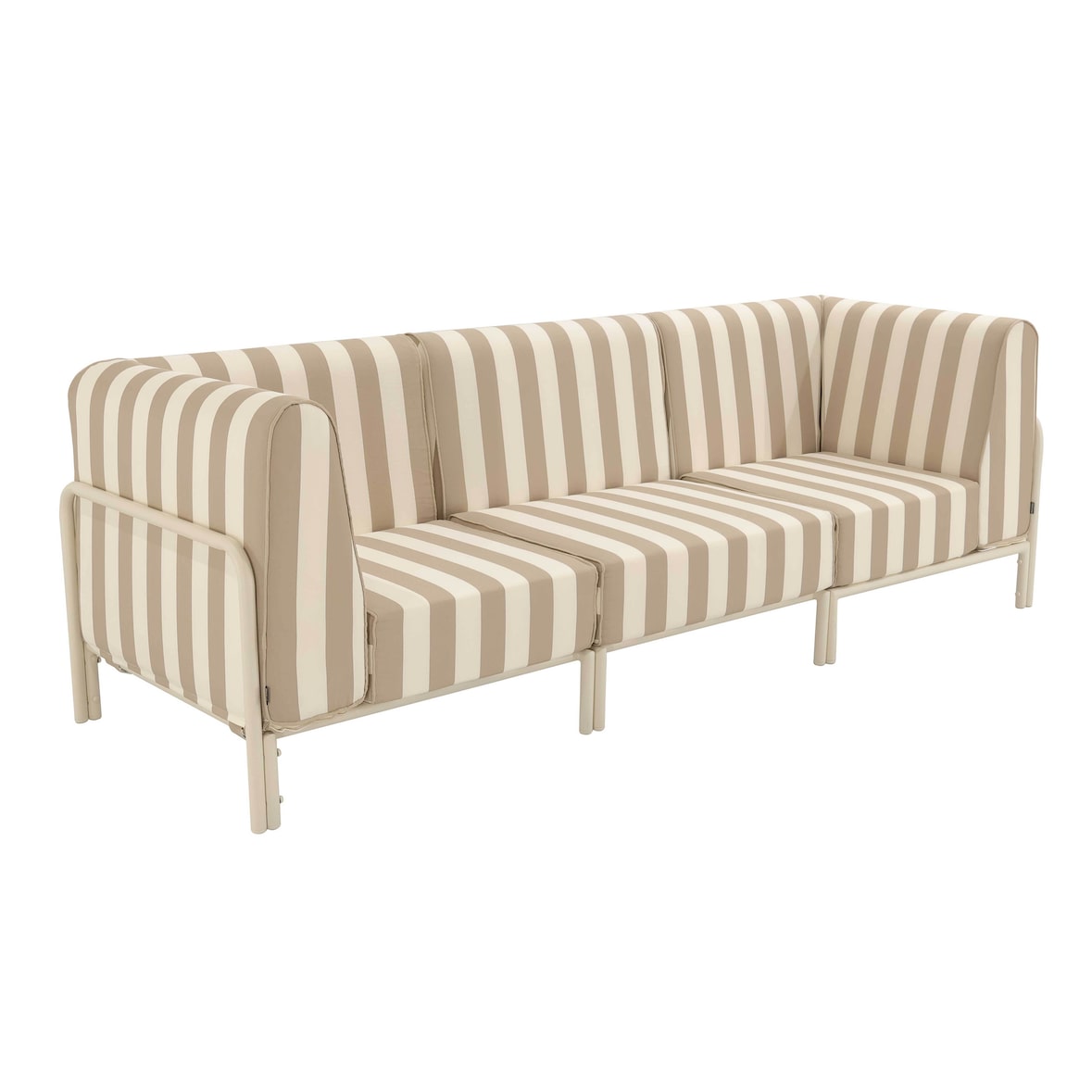 Salon de jardin bas modulable rayé 3 places beige