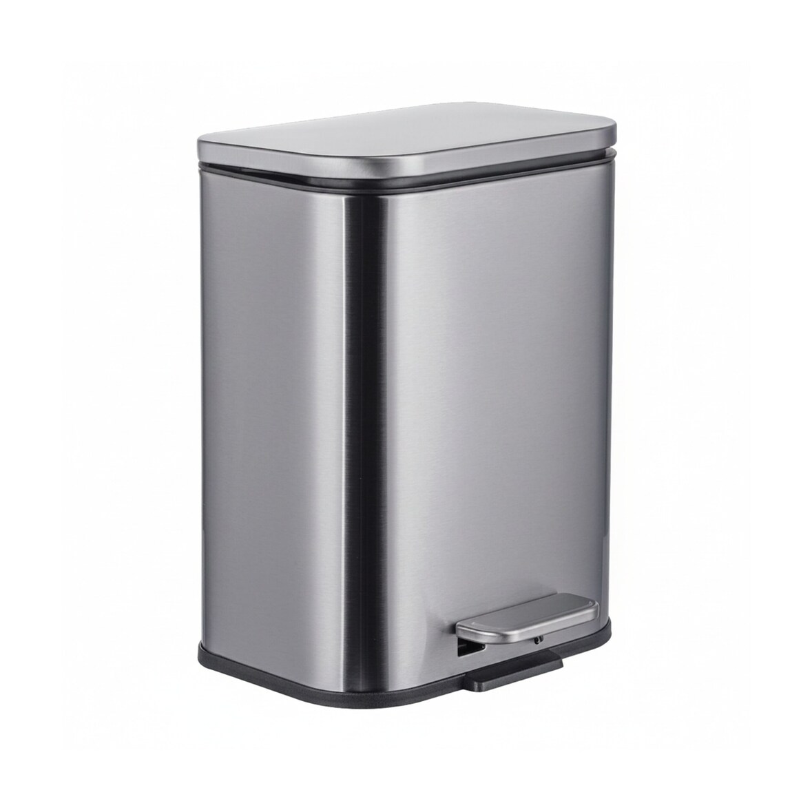 Relaxdays Mülleimer, 5 l, Fingerprint Schutz, Soft-Close, Pedal, entnehmbarer Inneneimer, Treteimer, Edelstahl, silber