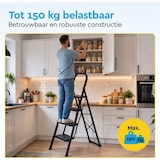 thumbnail of BRASQ Huishoudtrap 4-treden Zwart - keukentrap inklapbaar metaal voor Particulier en professioneel gebruik - Trap Ladder - Anti slip