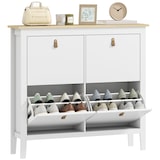 thumbnail of HOMCOM mueble zapatero estrecho con 4 cajones abatibles estantes ajustables y tiradores de PU para 20 pares de zapatos 105x24x95,5 cm blanco