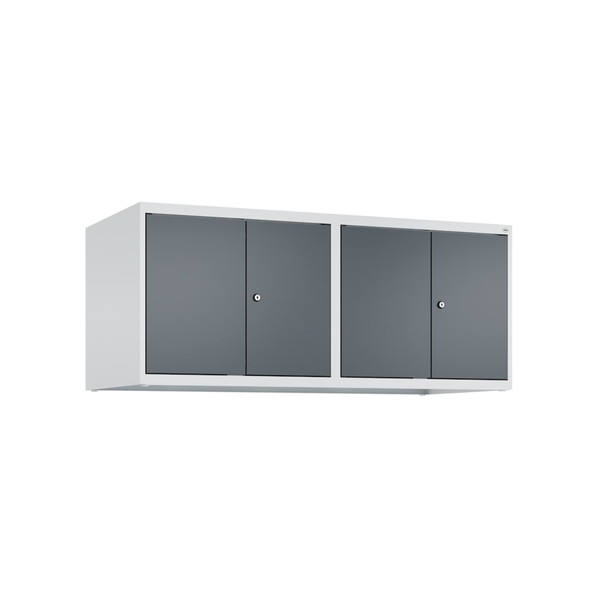 C+P Doppelter Aufsatzschrank Classic PLUS, 4 Abteile, HxBxT 50x120x50cm, Zylinderschloss, Hellgrau/Anthrazit von PROREGAL