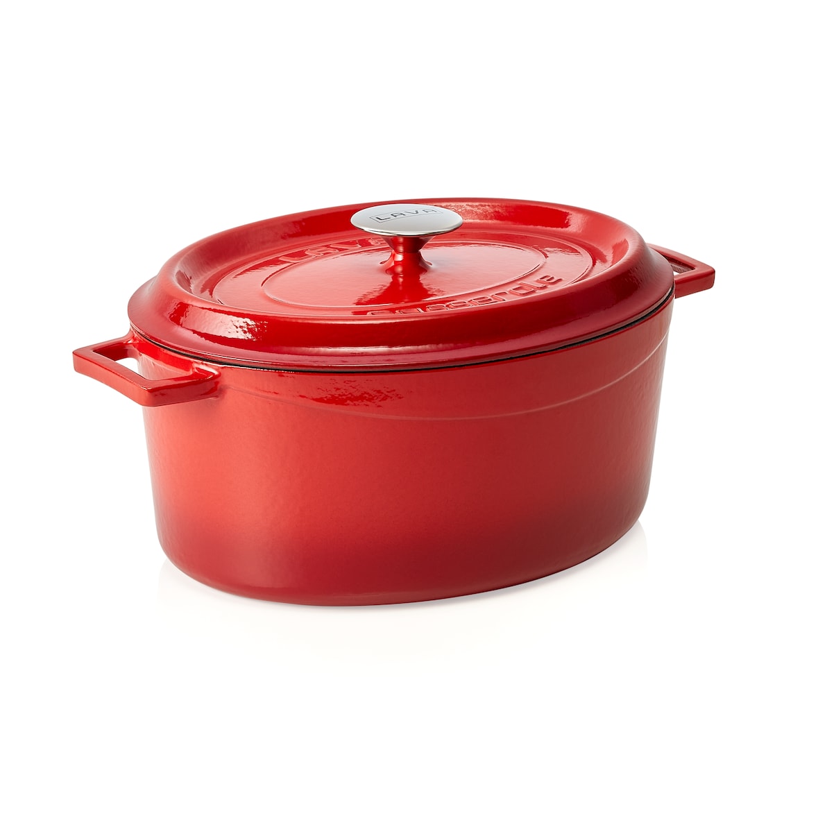 Ovale kookpot in rood gietijzer L 320 x B 250 x H 140 mm Was Duitsland