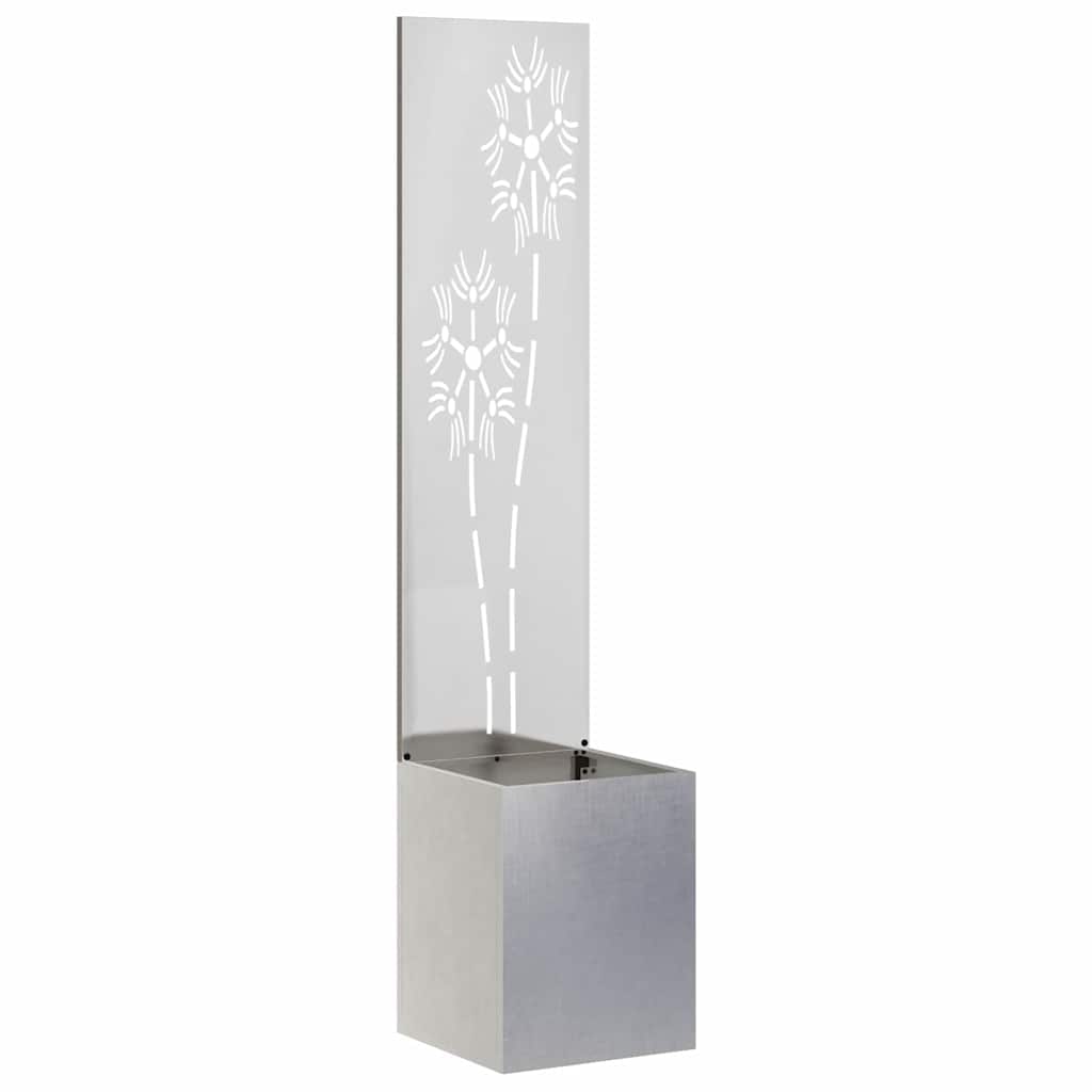 vidaXL Blumentopf mit dekorativem Paneel Silber 32 x 140 cm Edelstahl
