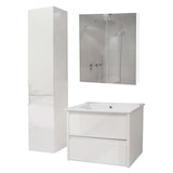thumbnail of Badezimmerset HWC-B19b, Waschtisch Spiegelschrank Hängeschrank, hochglanz FSC®-zertifiziert ~ weiß