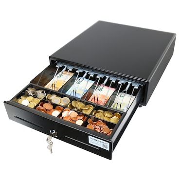 Monepass CD145b – 33,5cm – Cassetto portadenaro Low Duty 4 banconote / 8 monete con apertura manuale Push-Open