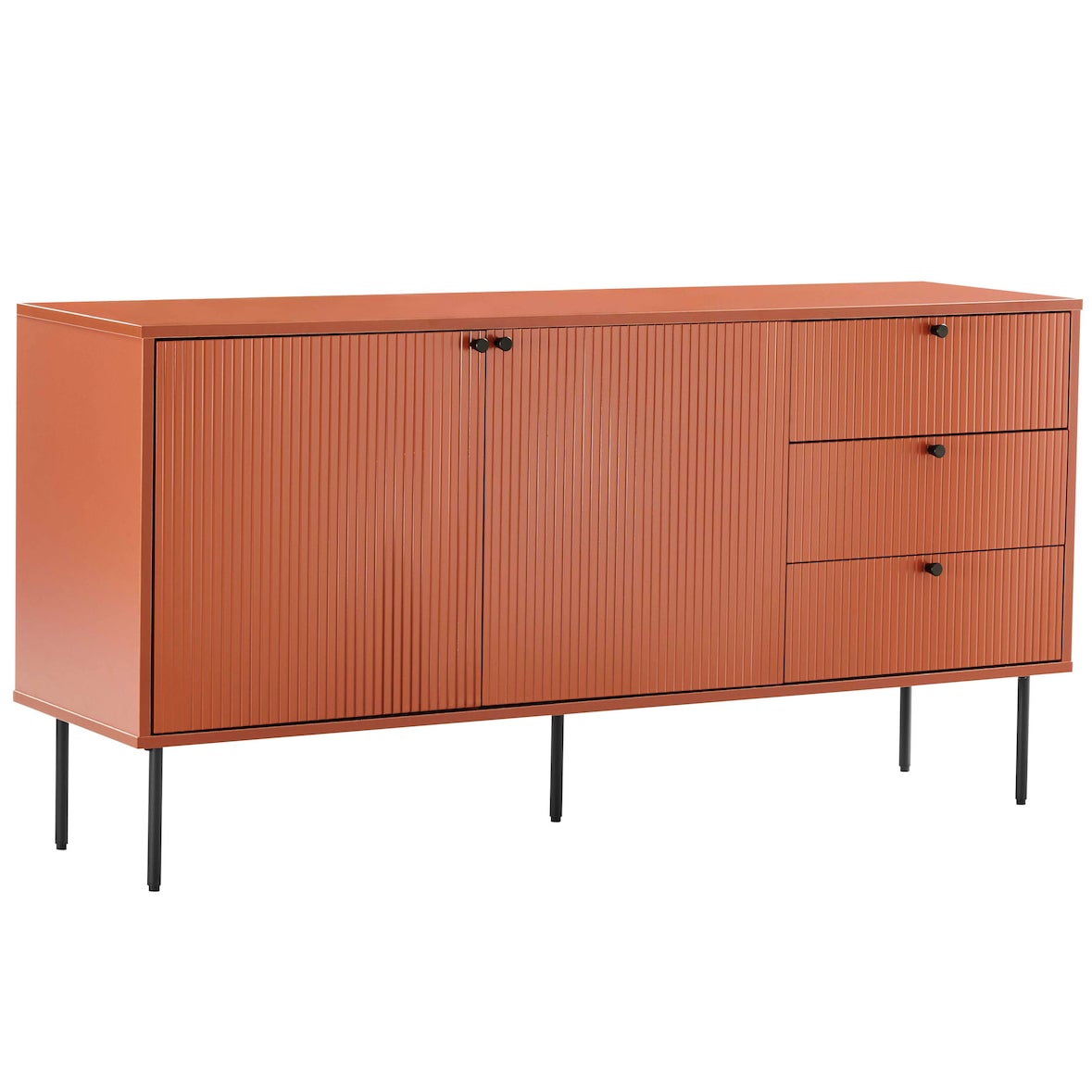 Buffet 2 portes et 3 tiroirs décor mélaminé 150 cm orange