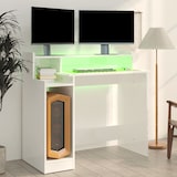 thumbnail of vidaXL Bureau met LED-verlichting 97x45x90 cm hout hoogglans wit