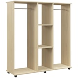 thumbnail of HOMCOM armario ropero con ruedas armario para ropa con barra estantes abiertos organizador para colgar ropa de dormitorio 120x40x128 cm matural