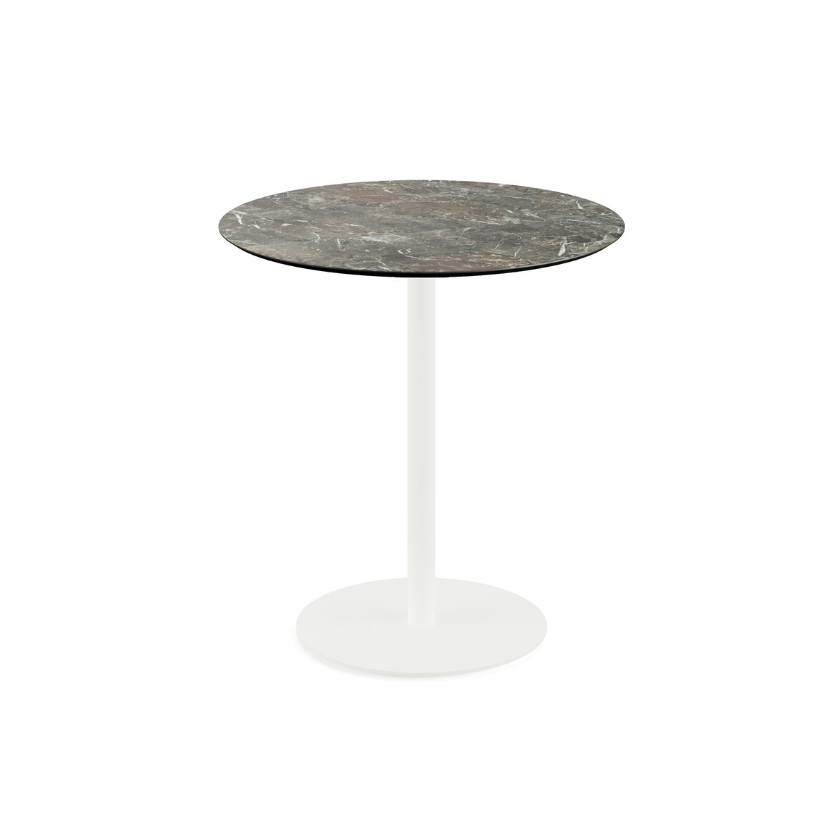 Urban table de bistrot avec piètement blanc + plateau HPL Ø70 cm - Veba - Marbre clair - l0- L- P- h
