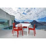 thumbnail of Rot glänzender Gruvyer-Stuhl aus hochwertigem Polypropylen, stapelbar. Marke Grandsoleil. 52x51x81