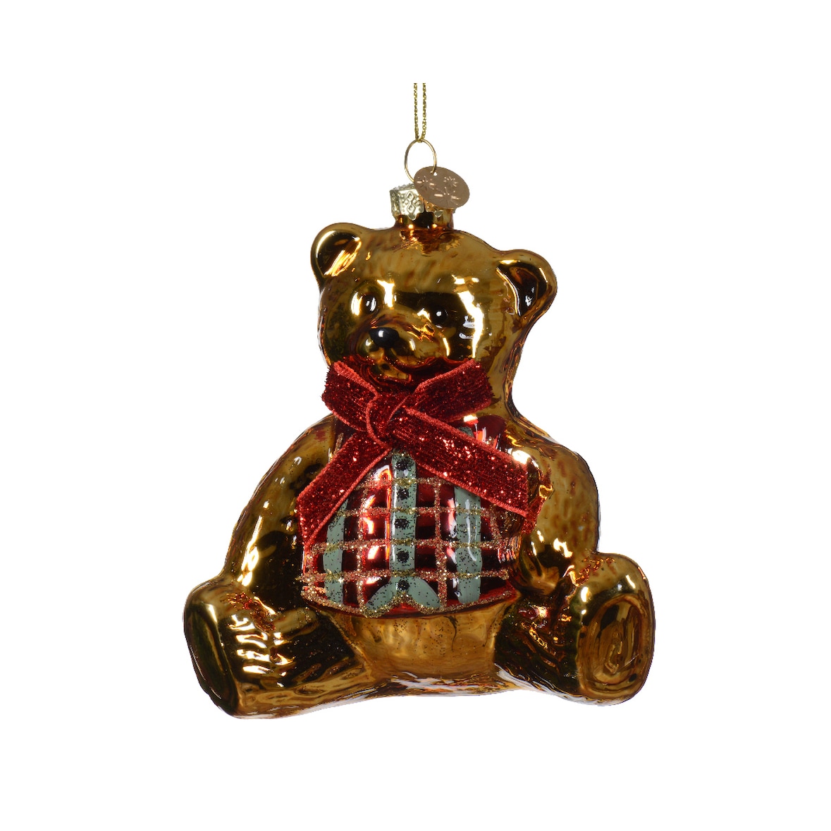 Christbaumschmuck 10cm Glas Teddybär Weihnachtskugeln Weihnachtsbaumschmuck Gold
