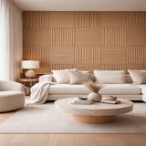 thumbnail of Pannello decorativo a listelli in legno doghe MDF e feltro PET Set 12 pz 60x60 Rivestimento murale fonoassorbente Rovere