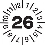 thumbnail of Jahresprüfplaketten ab 26, Jahresfarben, Folie, Ø 10 - 30 mm - Bogen = 10 Plaketten - 10 mm Folie selbstklebend