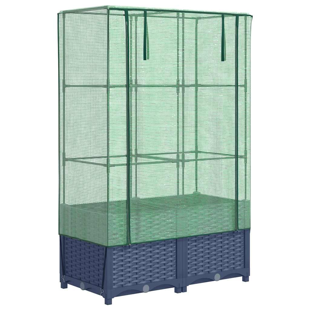 vidaXL Hochbeet mit Gewächshaus-Aufsatz Rattan-Optik 80x40x138 cm