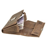 thumbnail of Greenburry Kellnerbörse Leder Kellnergeldbörse Bedienungsbörse Geldbörse Taxibörse braun antik 3-fach Leiterschloss 6 Scheinfächer 1785A-25