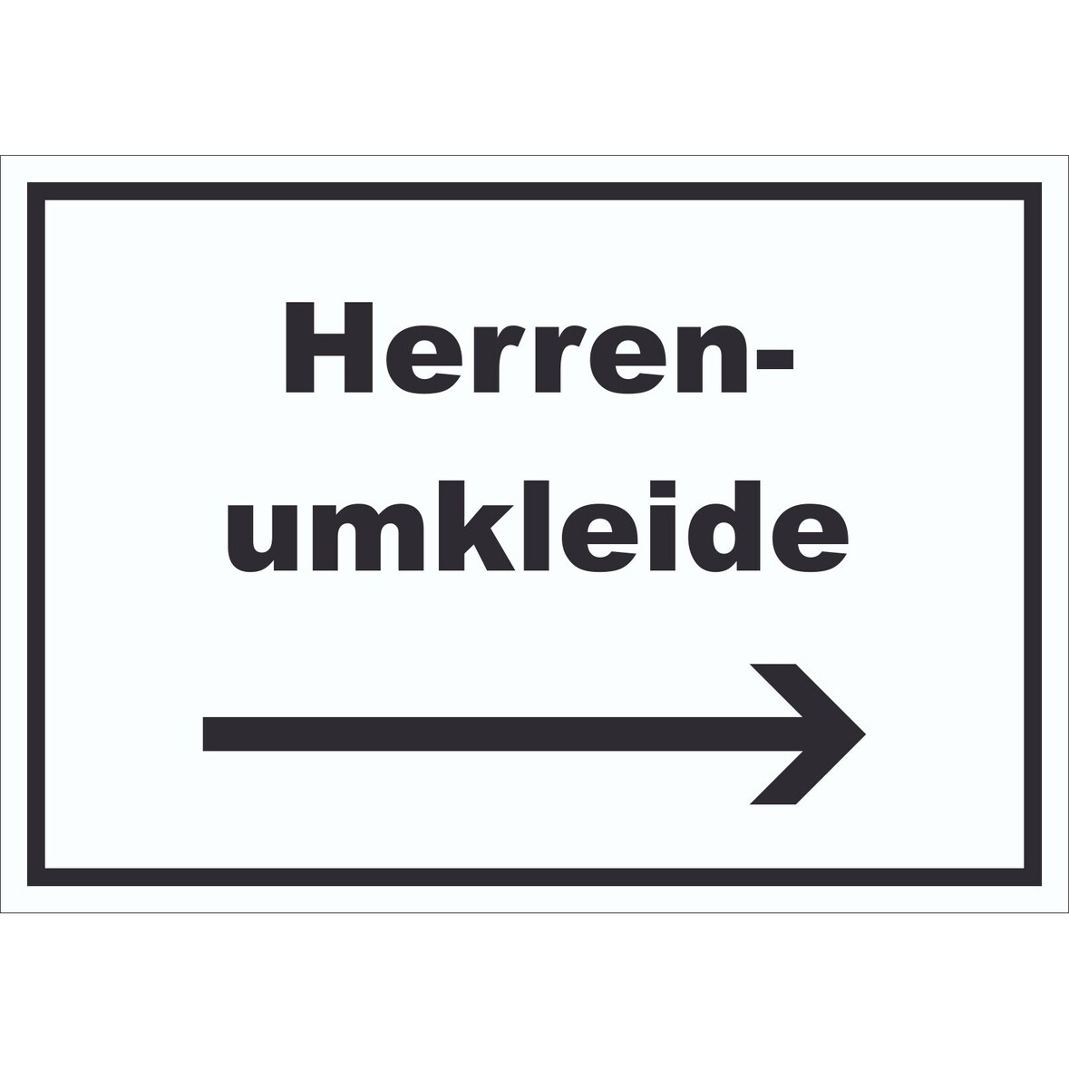 Herrenumkleide Schild mit Text und Richtungspfeil rechts waagerecht A1 (594x841mm)