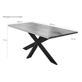 thumbnail of Esstisch 220 x 100 cm Akazie massiv naturfarben Schweizer Kante Spider-Gestell ABBY