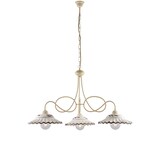 thumbnail of Lustre Bistrot em ferro marfim e deco efeito decapado com difusores cerâmicos d. 30 branco e marrom 3 luzes 115 Ø80