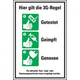 thumbnail of Aufkleber, Hinweisschild Hier gilt die 3G-Regel, Folie, selbstklebend, 200x300mm
