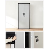 thumbnail of Metallschrank 180 x 80 x 40 cm, 5 Ebenen, Mehrzweckschrank,  aus Pulverbeschichteter Stahl, verstellbare Ablagen, silbern-schwarz