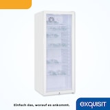thumbnail of Exquisit Glastürkühlschrank GKS240-GT-160C weiss | Nutzinhalt: 237 L | Türschloss | 6 Gitterablagen | Umluftventilator | Standgerät
