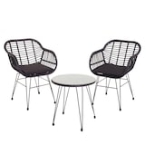 thumbnail of Poly-rattan set HWC-G17, balkonset tuinset zitgroep stoel, touw ~ antraciet, kussens antraciet