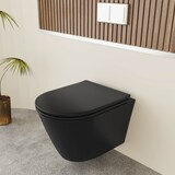 thumbnail of Alpenberger Spülrandloses Hänge WC Komplettset | Wand WC Schwarz Matt mit Geberit Spülkasten WC Vorwandelement Set | Kloschüssel mit Toilettendeckel