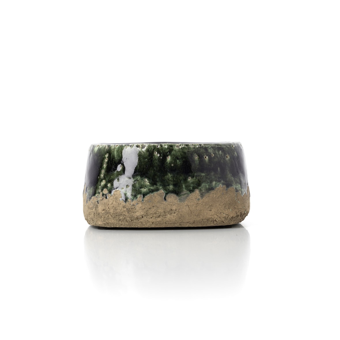 Bazar Bizar Cache-pot en grès cérame 16.5x16.5x8 cm vert béton