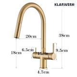 thumbnail of Jana | Grifo extensible de 3 vías premium oro mate | Grifo de osmosis acero inoxidable cocina |monomando 360 grados | filtro 3 conexiones arco alto