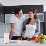 thumbnail of Relaxdays Messerblock rund, Messerhalter unbestückt, universal, Messeraufbewahrung mit Borsten, HxD: 22 x 11 cm, weiß