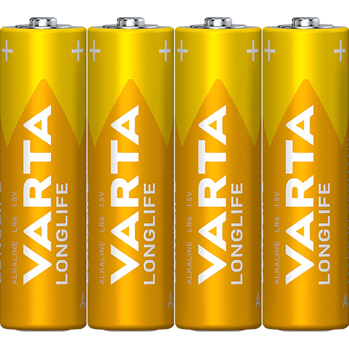 Varta Batterie Alkaline, Mignon, AA, LR06, 1.5V Longlife, Shrinkwrap (4-Pack)