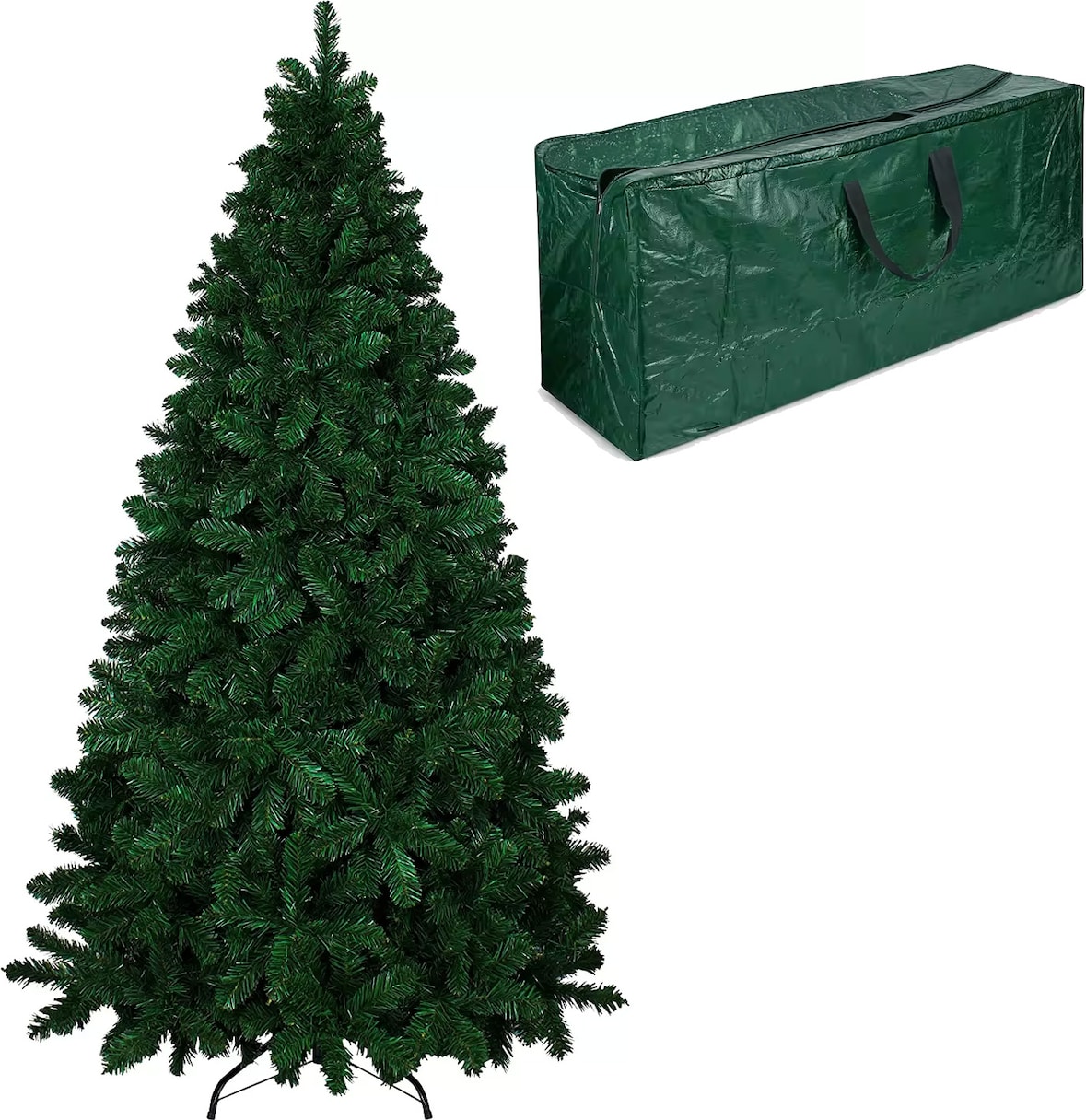 Albero Di Natale 240 Cm Con Sacca 1516 Rami Foltissimo Rami A Gancio Base A Croce In Metallo Doppia Foglia Colorata In PVC (240 Cm, 1516 Rami)