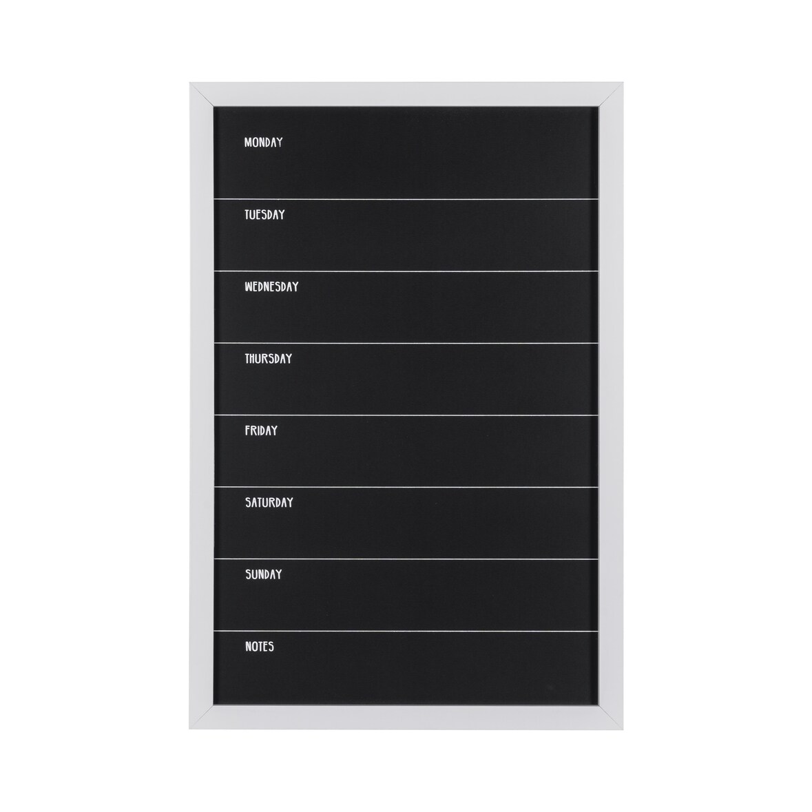 Bi-Office Quadro de Giz Planeamento Semanal Essentials - 400 x 600 mm - Superfície Não Magnética, Moldura de MDF Branco