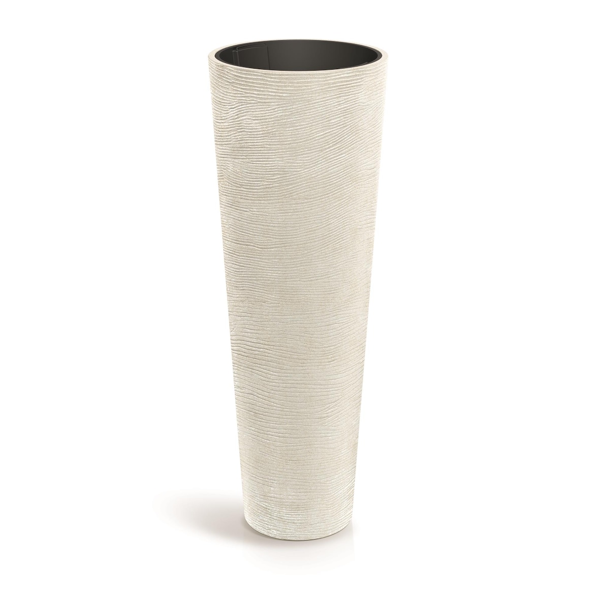 Prosperplast - Blumentopf aus Rotationsgeformtes Polyethylen 31L Ø48x135cm in farbe Sandweiß - Tubra Round SLIM HIGH ETHICK