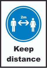 thumbnail of Keep distance Symbol und Text Schild A6 Rückseite selbstklebend