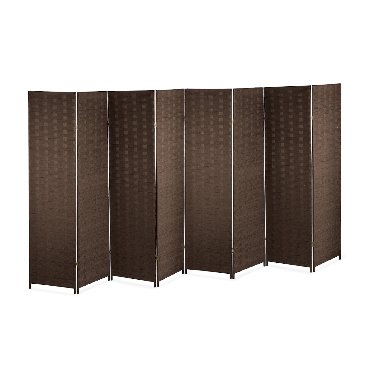 Relaxdays Paravent Raumteiler, HxB: 170x320 cm, faltbarer Raumtrenner, 8-teiliger Sichtschutz, Holz & Papierseil, braun