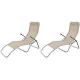 thumbnail of 2er Set Siestaliege Kippliege Sonnenliege Strandliege Garten klappbar beige