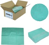 thumbnail of Grüne Welle, Universaltücher mit Textilcharakter, grün-weiß, 55 % Viskose, 45 % Polyester, ca. 50x38 cm, 25 Tücher