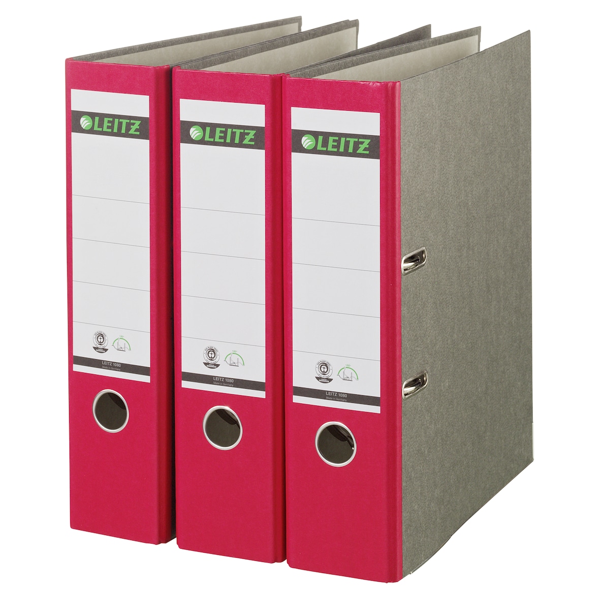 Leitz Ordner 1080 Wolkenmarmor breit DIN A4, rot, 3 Stück