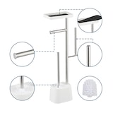 thumbnail of Relaxdays WC Garnitur, HBT: 65,5 x 29 x 11 cm, stehender Klopapierhalter, Klobürste, Ersatzrollenhalter, Ablage, weiß