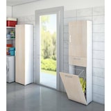 thumbnail of Dmora Armadio multiuso Escolzia, Mobile lavanderia lineare a 2 Ante, Colona da bagno con cestello portabiancheria, 45x32h195 cm, Rovere e Bianco