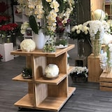 thumbnail of TRADIS Présentoir central épicerie à roulettes, bois massif