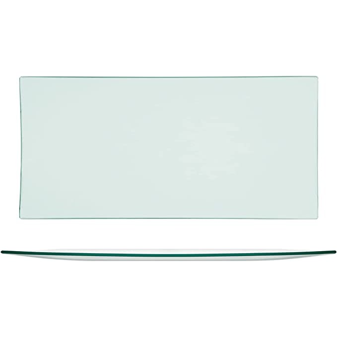 H&H Confezione 6 Piatti Rettangolari Satin Vetro Reciclato, Trasparente, Cm 33x16