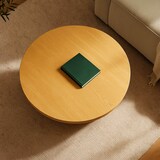 thumbnail of Ronde Scandinavische salontafel van 80 cm met licht houteffect