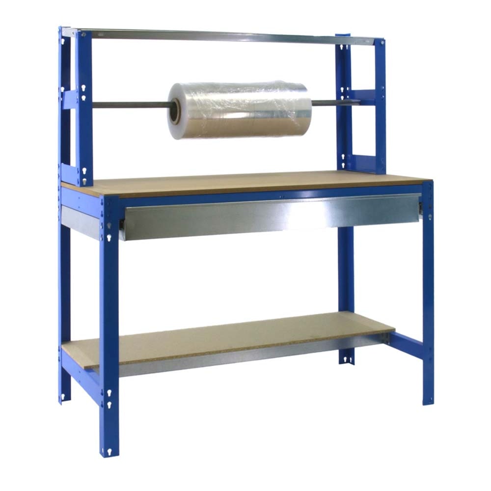 PROREGAL Packtisch BUFFALO mit Schubfach | HxBxT 84x90x76cm | Traglast 400kg | Blau