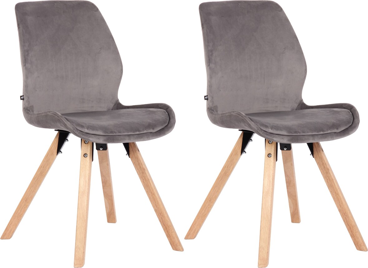 CHEFGASTRO 2er-Set Esszimmerstuhl MALIBU Samt HxBxT 87,5x49x58cm Grau Küchenstuhl