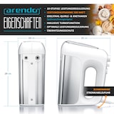 thumbnail of Arendo Elektrischer Handmixer Handrührer - inkl. 2 Quirle und 2 Knethaken aus Edelstahl - Handrührgerät - Hakenentriegelung - Turbotaste