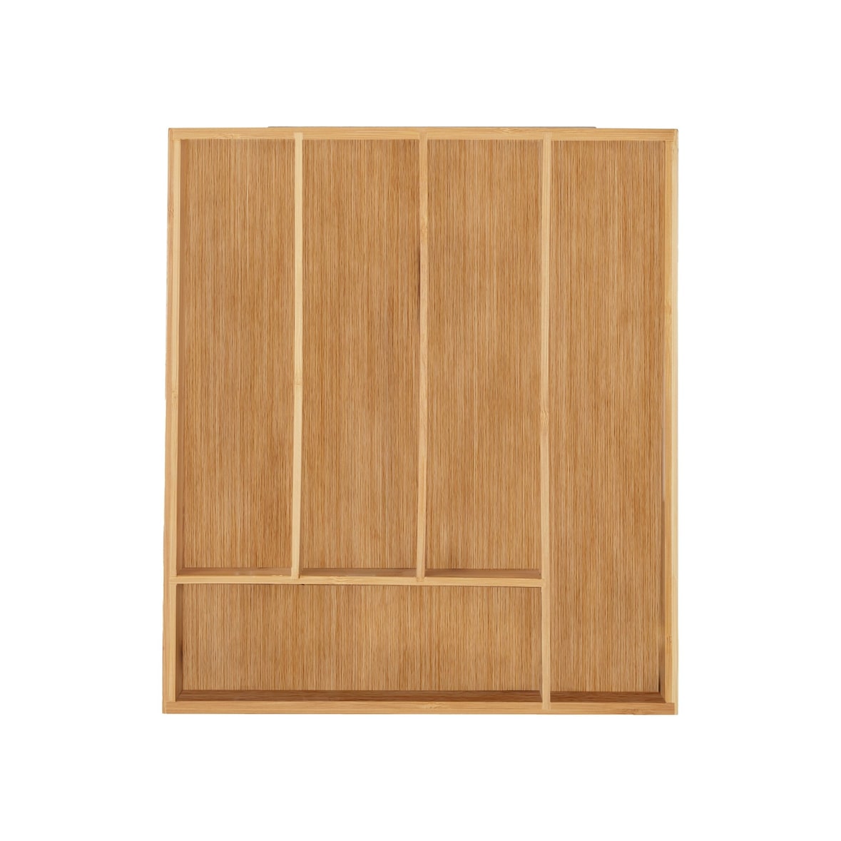 Relaxdays Besteckkasten, 5 Fächer, Bambus, Schubladenkasten klein, für Besteck & Küchenutensilien, HBT 5x30x34 cm, natur